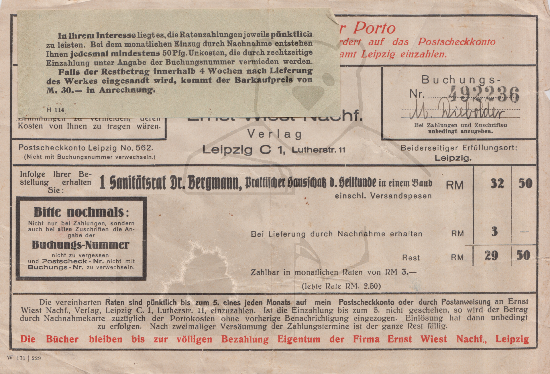 Rechnung für med. Fachliteratur
